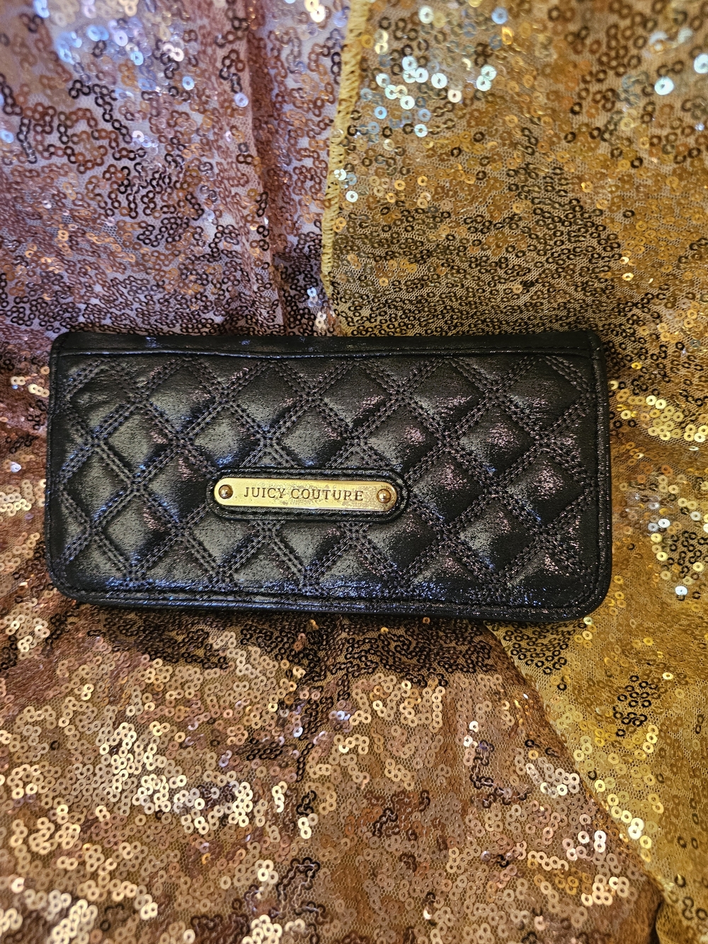 Juicy Couture Quilted Black Leather Wallet